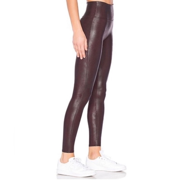 Spanx Faux Leather Legging in Burgundy - Picture 3 of 15